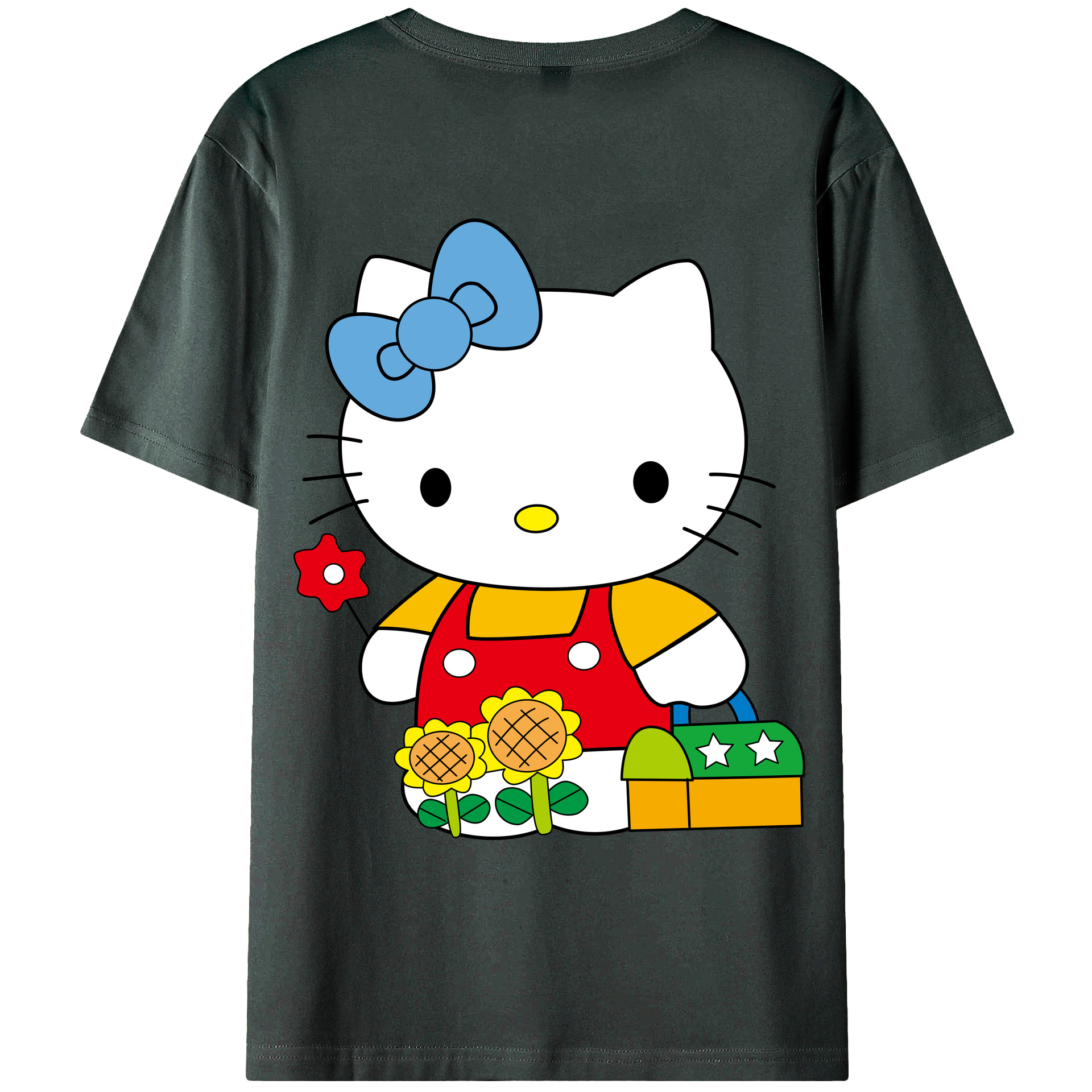 （画像用） Hello Kitty ハローキティ 綿100％ メンズ半袖Tシャツ（バックプリント） 通気性
